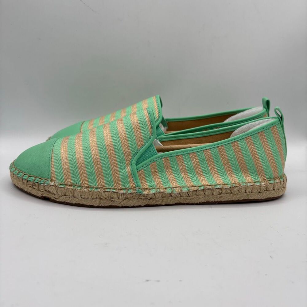 Talbots Loafers Espadrilles Mint Green/Gold Stripe Round Toe Shoes Size 9.5
